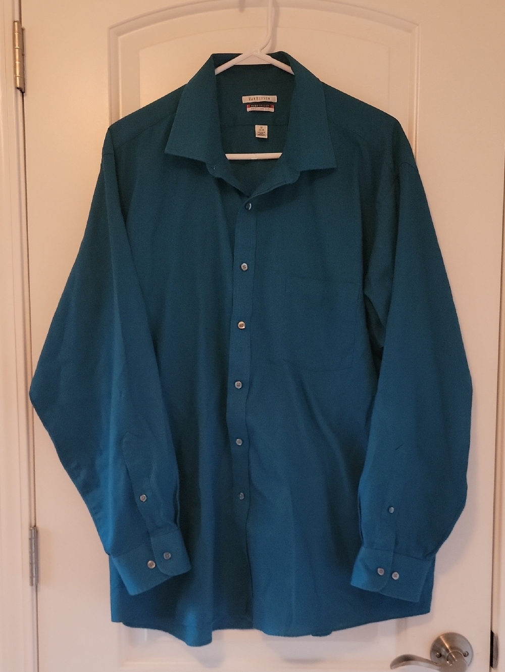 Van Heusen Peacock Blue Men's Long Sleeve Button Down Dress Shirt Size 18 34/35